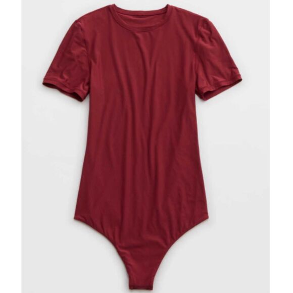 Smoothez by aerie Short Sleeve Round Neck Bodysuit Red Size Small - Picture 7 of 11